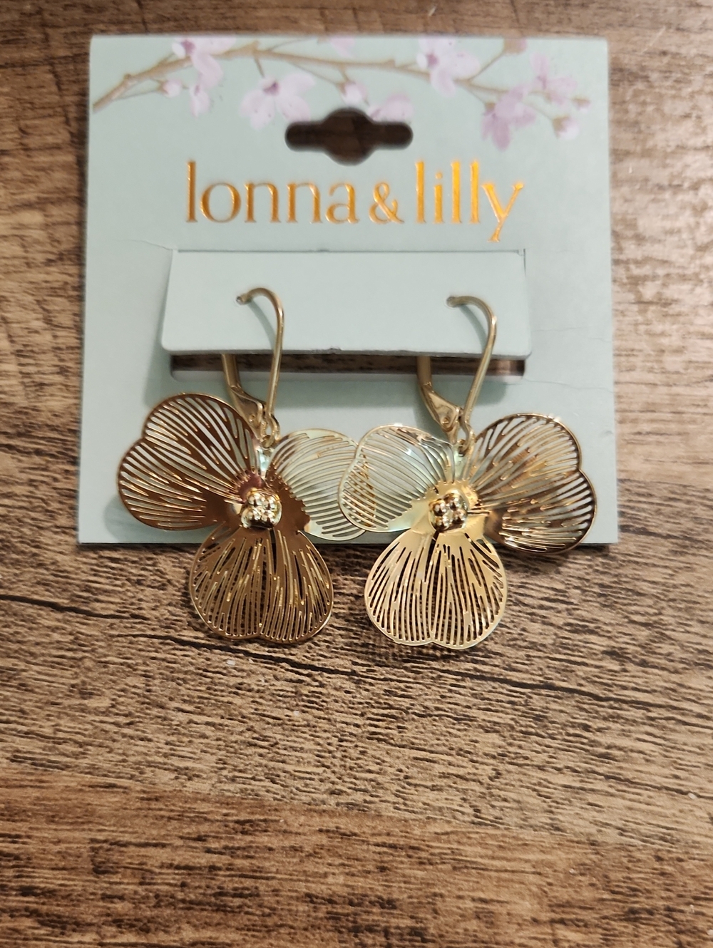 lonna & lilly Rose Gold Floral Dangle Earrings